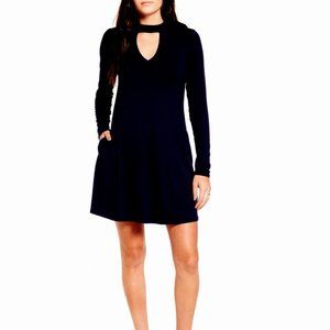 Black Long Sleeve Cutout Mock Neck Dress Socialite Women’s Small